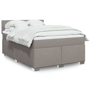 Imagine vidaXL Pat box spring cu saltea, gri taupe, 160x200 cm material textil
