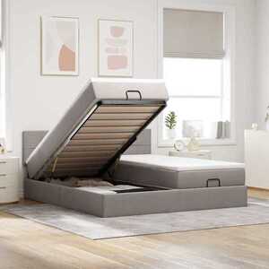 Imagine vidaXL Cadru de pat otoman cu saltele Taupe 160x200cm Material
