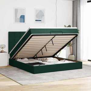 Imagine vidaXL Cadru de pat otoman cu saltele Verde închis 160x200cm catifea