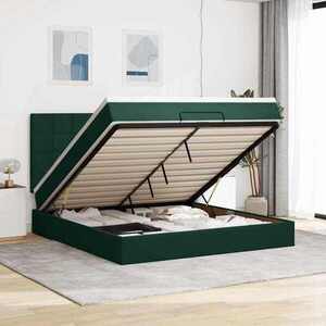 Imagine vidaXL Cadru de pat otoman cu saltele Verde închis 160x200cm catifea