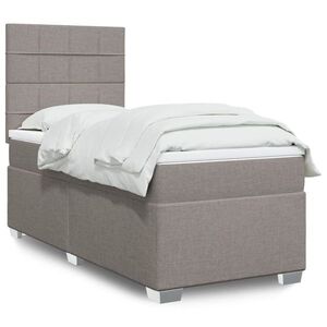 Imagine vidaXL Pat box spring cu saltea, gri taupe, 80x200 cm, textil