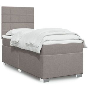 Imagine vidaXL Pat box spring cu saltea, gri taupe, 80x200 cm, textil