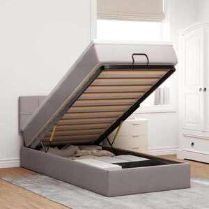 Imagine vidaXL Pat otoman cu saltea Taupe 100x200 cm Stofa