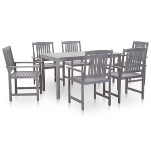 Imagine vidaXL Set mobilier de exterior 7 piese, gri prespălat, lemn de acacia