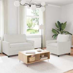 Imagine vidaXL Set de canapea 2 buc. Crem Poliester