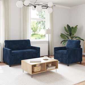 Imagine vidaXL Set de canapea 2 buc. Albastru marin Poliester