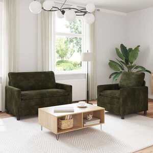 Imagine vidaXL Set de canapea 2 buc. Verde Poliester