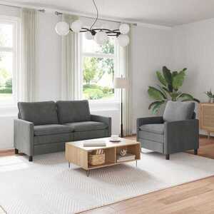 Imagine vidaXL Set de canapea 2 buc. Gri deschis Poliester