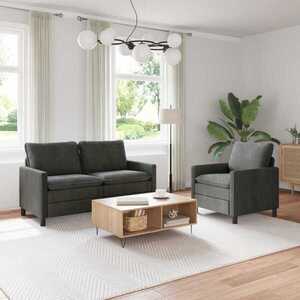Imagine vidaXL Set de canapea 2 buc. Antracit Poliester