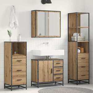 Imagine vidaXL Set de mobilier pentru baie 4 buc. Stejar Artizanal