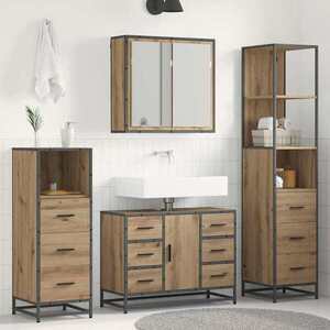 Imagine vidaXL Set de mobilier pentru baie 3 buc. Stejar Artizanal