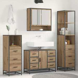 Imagine vidaXL Set de mobilier pentru baie 4 buc. Stejar Artizanal