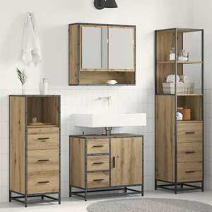 Imagine vidaXL Set de mobilier pentru baie 4 buc. Stejar Artizanal