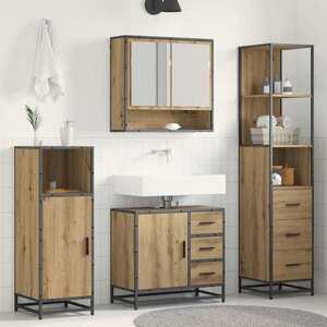 Imagine vidaXL Set de mobilier pentru baie 3 buc. Stejar Artizanal