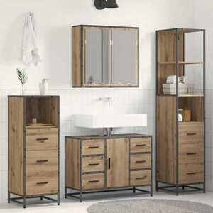 Imagine vidaXL Set de mobilier pentru baie 4 buc. Stejar Artizanal