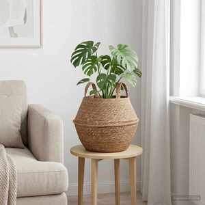 Imagine vidaXL Vază pentru plante cu mânere natural Ø 32 x 32 cm