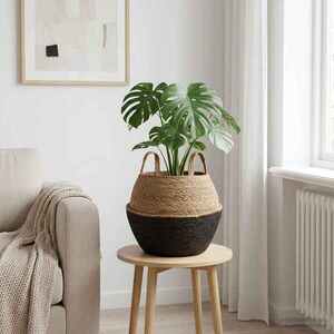 Imagine vidaXL Vază pentru plante cu mânere Negru Ø 32 x 32 cm