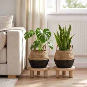 Imagine vidaXL Vază pentru plante cu mânere 2 buc. Negru Ø 32 x 32 cm