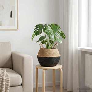 Imagine vidaXL Vază pentru plante cu mânere Negru Ø 45 x 36 cm