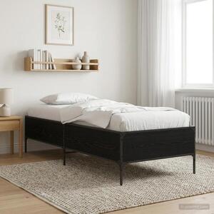 Imagine vidaXL Cadru de pat Stejar Negru 80 x 200 cm Lemn prelucrat