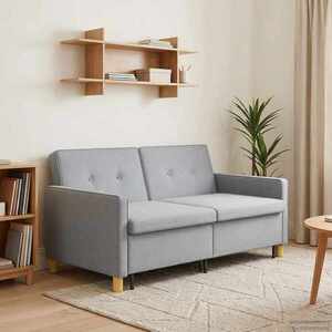 Imagine vidaXL Canapea extensibilă Gri deschis 154 x 94, 5 x 80, 5 cm