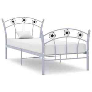 Imagine vidaXL Cadru de pat, cu model de fotbal, gri, 90 x 200 cm, metal