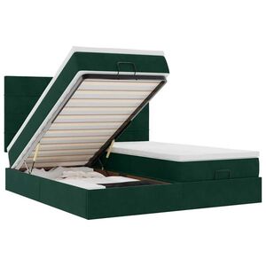Imagine vidaXL Cadru de pat otoman cu saltele Verde închis 160x200cm catifea