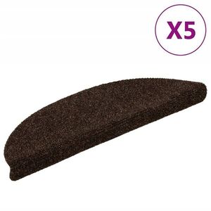 Imagine vidaXL Covorașe pentru scări autoadezive, 5 buc., 56x17x3 cm, maro, semirotunde