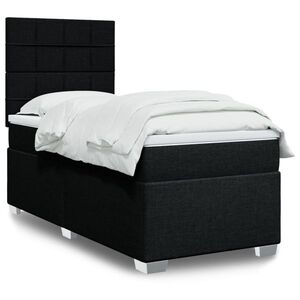 Imagine vidaXL Pat box spring cu saltea, negru, 80x200 cm, textil