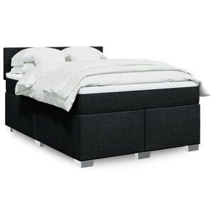 Imagine vidaXL Pat box spring cu saltea, negru, 160x200 cm, textil