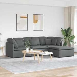 Imagine vidaXL Canapea modulară cu taburet și perne material textil gri închis