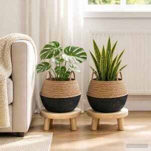 Imagine vidaXL Vază pentru plante cu mânere 2 buc. Negru Ø 45 x 36 cm