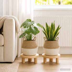 Imagine vidaXL Vază pentru plante cu mânere 2 buc. Alb Ø 32 x 32 cm