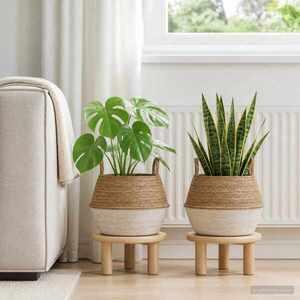 Imagine vidaXL Vază pentru plante cu mânere 2 buc. Alb Ø 45 x 36 cm