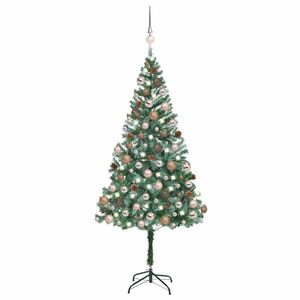 Imagine vidaXL Brad Crăciun artificial pre-iluminat globuri/conuri pin 180 cm