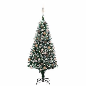 Imagine vidaXL Brad Crăciun artificial cu LED-uri/globuri/conuri pin, 180 cm