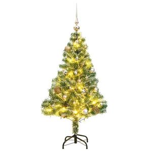 Imagine vidaXL Brad Crăciun artificial, 150 LED/globuri/zăpadă pufoasă, 150 cm