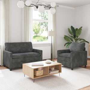 Imagine vidaXL Set de canapea 2 buc. Gri deschis Poliester