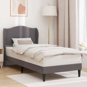 Imagine vidaXL Cadru de pat cu headboard Gri 100 x 200 cm Piele artificială