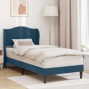Imagine vidaXL Cadru de pat cu headboard albastru 100 x 200 cm Catifea