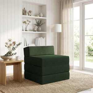 Imagine vidaXL Canapea Pat Pliabilă Verde închis 200 x 70 x 15 cm Țesătură