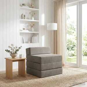 Imagine vidaXL Canapea Pat Pliabilă Gri deschis 200 x 70 x 15 cm Catifea