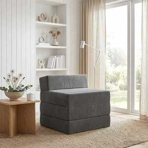 Imagine vidaXL Canapea Pat Pliabilă Gri închis 200 x 70 x 15 cm Catifea