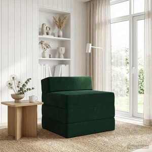 Imagine vidaXL Canapea Pat Pliabilă Verde închis 200 x 70 x 15 cm Catifea