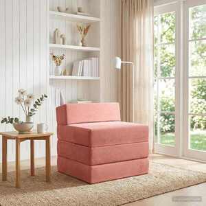 Imagine vidaXL Canapea Pat Pliabilă Roz 200 x 70 x 15 cm Catifea