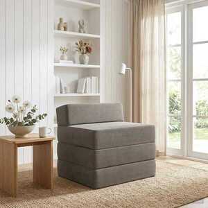 Imagine vidaXL Canapea Pat Pliabilă Gri deschis 200 x 70 x 15 cm