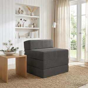 Imagine vidaXL Canapea Pat Pliabilă Gri închis 200 x 70 x 15 cm