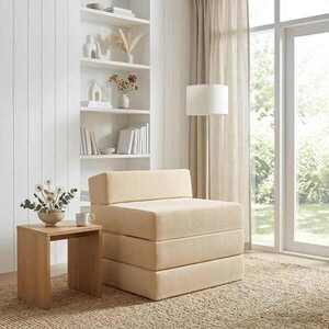 Imagine vidaXL Canapea Pat Pliabilă Crem 200 x 70 x 15 cm