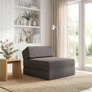 Imagine vidaXL Canapea Pat Pliabilă Gri închis 60 x 70 x 41 cm Țesătură