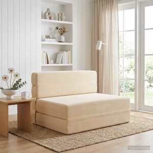 Imagine vidaXL Canapea Pat Pliabilă Crem 70 x 72 x 60 cm Țesătură